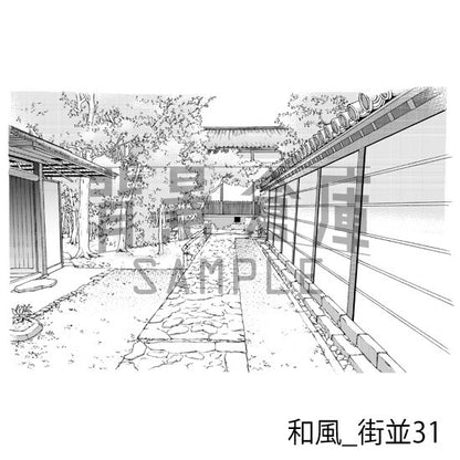 和風_背景素材集15（街並）_トーン