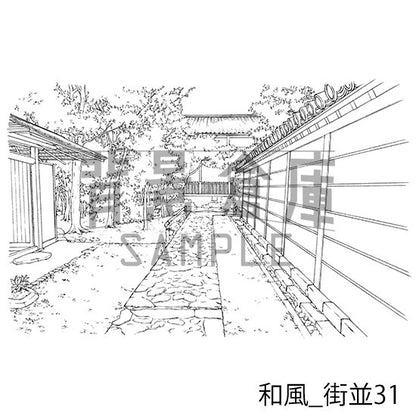 和風_背景素材集15（街並）_トーン