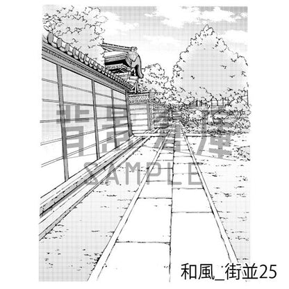 和風_背景素材集15（街並）_トーン