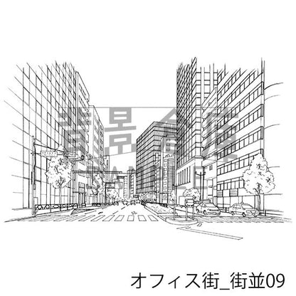 オフィス街_背景素材集3（街並）_トーン