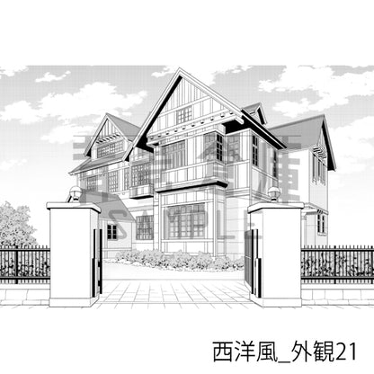 西洋風_背景素材集25（外観）_トーン