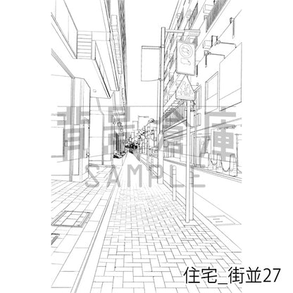 住宅_背景素材集22（街並）_トーン