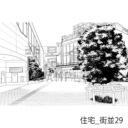 住宅_背景素材集22（街並）_トーン