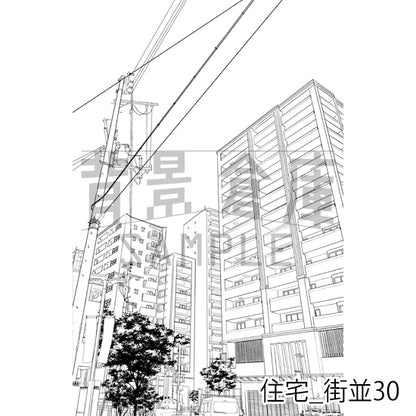 住宅_背景素材集22（街並）_トーン