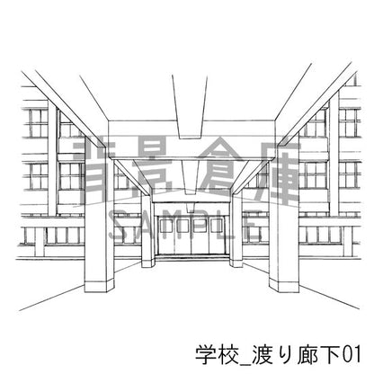 学校_セット3（廊下）