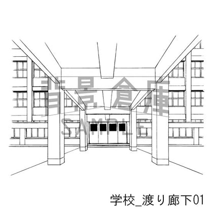 学校_セット3（廊下）