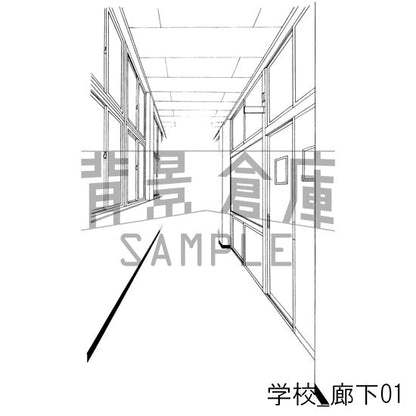 学校_セット3（廊下）