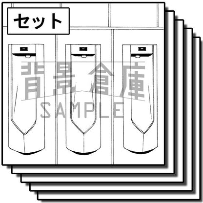 学校のトイレの背景セットです。（9枚組）