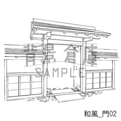 和風_セット2（縁側 塀 門）