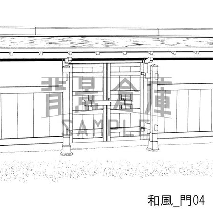 和風_セット2（縁側 塀 門）