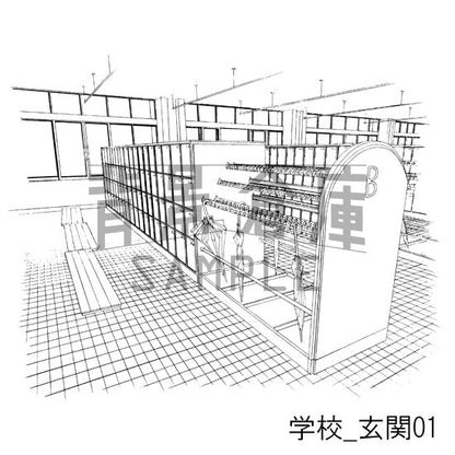 学校_セット7（校門 玄関）