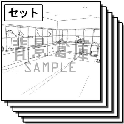 学校の体育館のセットです。（6枚組）