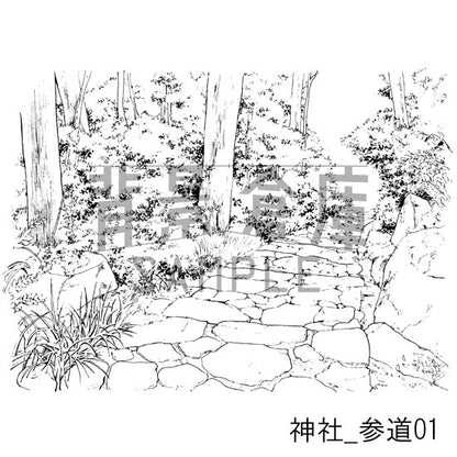 神社_セット1（外観 参道）