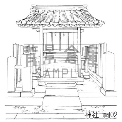 神社_セット1（外観 参道）
