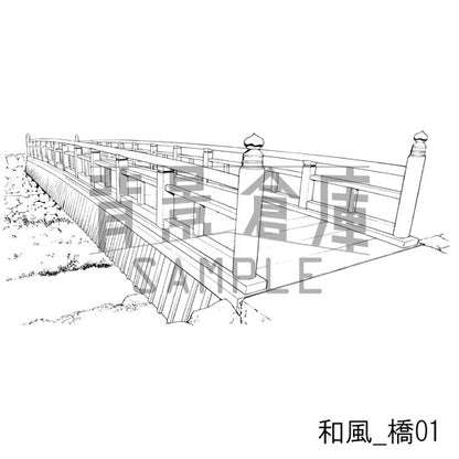 和風_セット4（街並 橋）